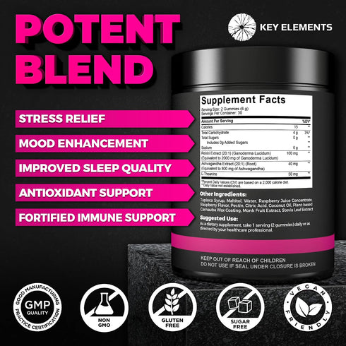 Gummies Immune Gummies Gummies Natural Reishi Mushroom & L Theanine with Ashwagandha - Potent Mushroom Supplements