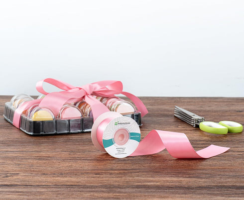 Gift Tek 10 Yards x 1.5 Inch Satin Ribbon, Single Faced Fabric Ribbon, Pink Polyester for Gift Wrapping