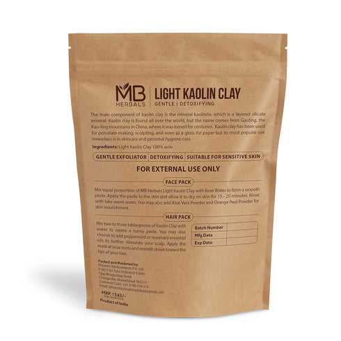 MB Herbals Light Kaolin Clay 250 Grams (8.81 oz) for Face Pack