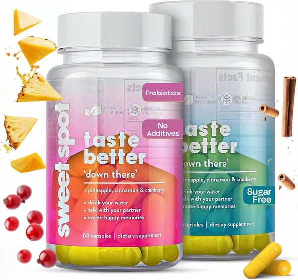 TASTE THE SWEET SPOT Probiotics for Women & Men 2-Pack with Pineapple, pH Support, 60 Capsules