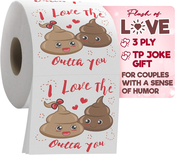 Romantic Toilet Paper Roll by Gagster - 3 Ply Funny Novelty Gag TP - 200 Sheets for Birthday, Valentine's Day Gift