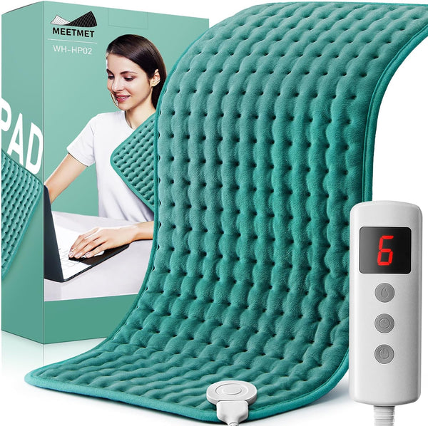 Electric Heating Pads for Pain Relief - Back, Neck, Shoulder Relief with Auto Shut Off & 6 Heat Settings, Moist Dry