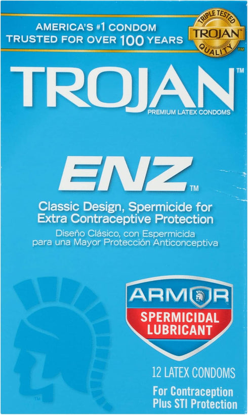 TROJAN 12 Count (Packaging ENZ Armor Spermicidal Lubricated Condoms - May Vary)