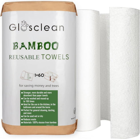 Reusable Towels, 2 Rolls, Plastic Free Paper Towels for Home & Kitchen Cleaning