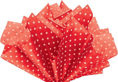 Flexicore Packaging Red Polka Dot Print Gift Wrap Tissue Paper - Size: 15 Inch X 20 Inch, Count: 10 Sheets