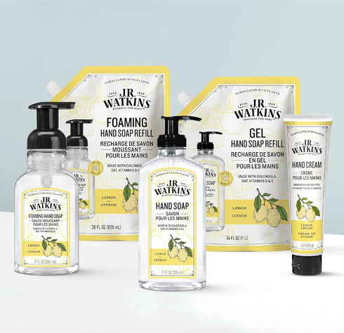 J.R. Watkins Natural Moisturizing Hand Cream, Hydrating Shea Butter, Cocoa Butter, Avocado Oil, 3.3oz, Lemon Cream, 3
