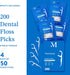 Mint Flavored Dental Floss Picks, Planet-Friendly Wheat Straw Tooth Flossers, Reusable Compostable (200 Count)