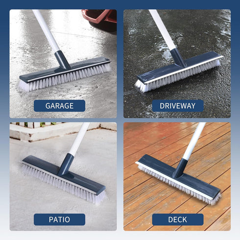 BOOMJOY Floor Scrub Brush with 57" Long Handle, 12" Wide Brush Head for Cleaning Bathroom, Kitchen, Tile