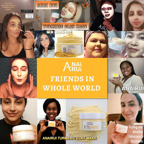 ANAI RUI Vitamin C Face Mask with Turmeric and Kaolin Clay for Dark Spots, Skincare Facial Mask, 4.23 OZ