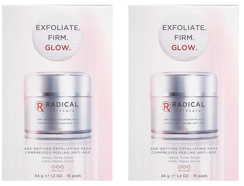 Radical Skincare Age Defying Exfoliating Pads, 15 Pads, 2 Pack, for All Skin Types, Removes Dead Skin and Evens Tone