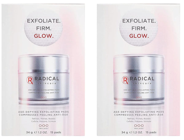 Radical Skincare Age Defying Exfoliating Pads, 15 Pads, 2 Pack, for All Skin Types, Removes Dead Skin and Evens Tone