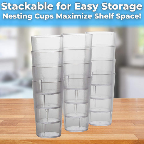 Restaurant Grade, BPA-Free 12oz Clear Plastic Cups 6pk, Durable Break Resistant Drinking Glasses for Cafe, Party