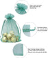 100PCS Teal Sheer Organza Bags 5''X7'', Drawstring Jewelry Gift Bags for Baby Shower Wedding Party Favor Pouch Goodie