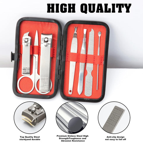 Manicure Set Nail Clippers Pedicure Kit, 7 In 1 Stainless Steel Tools in Luxurious Travel Case