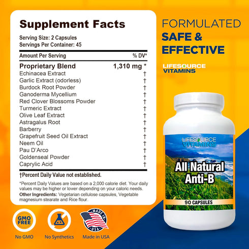 LifeSource Vitamins Immune 14 90 Immune All Natural Anti-B for Support, All Natural Ingredient with Echinacea & Garlic