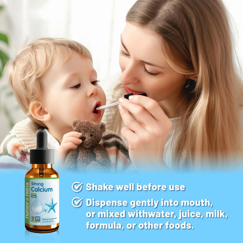 Nature's Nutra Strong Calcium with MenaQ7 K2, Premium Liquid Calcium for Children, Natural Flavor, 2 Fl. Oz