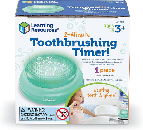 Learning Resources 2-Minute Toothbrushing Timer, 1 Piece, for Kids Dental Health, Toddler Timer for Bathroom Use