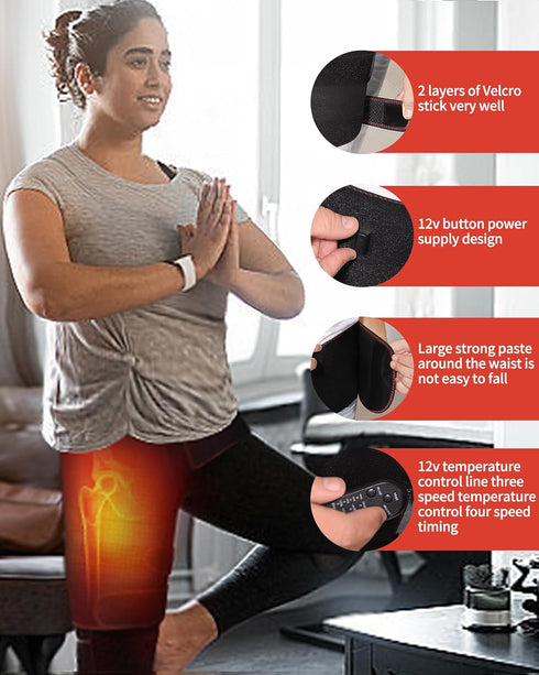 Hip Heating Pad, Electric Heated Hip Massager with Vibration, Thigh/Buttock Electric Heat Pad for Sciatica Nerve Relief