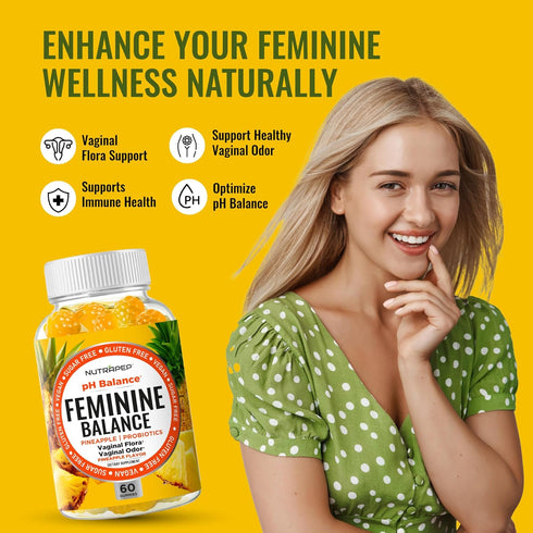 NutraPep Gummies Gummy Feminine Balance Probiotics for Women - Vaginal Health & Women's pH Balance Natural Supplement
