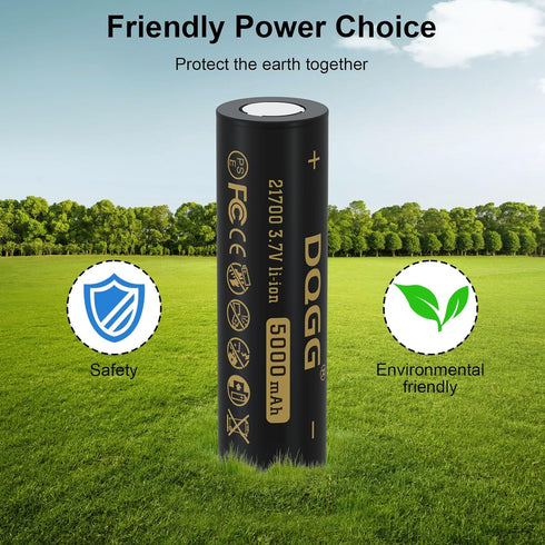 3.7 Volt 21700 Rechargeable Battery 5000mAh 2 Pack Large Capacity for LED Flashlight, Headlamps