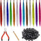 Xinnun 52 Pcs Colored Hair Feathers Extension Kit, Long Rainbow Synthetic Hair with 200 Pcs Micro Rings