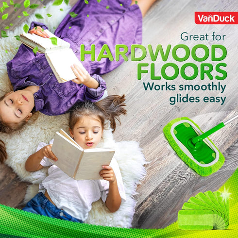 VanDuck Reusable Mop Pads - 4-Pack Compatible with Swiffer Sweeper, Washable Microfiber for All Purpose Cleaning