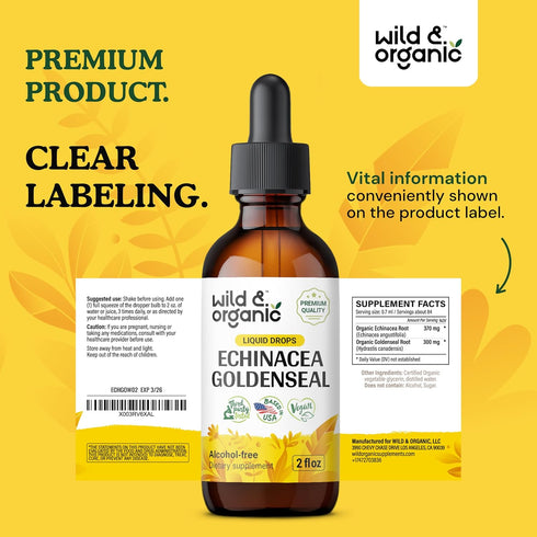 Echinacea Goldenseal Tincture - Immune Support Supplement with Goldenseal Root, 2 oz