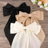 VELSCRUN Hair Bows for Women - 3Pcs Big Hair Clips in White, Black, Brown - Silky Satin Hair Barrettes for Long Hair