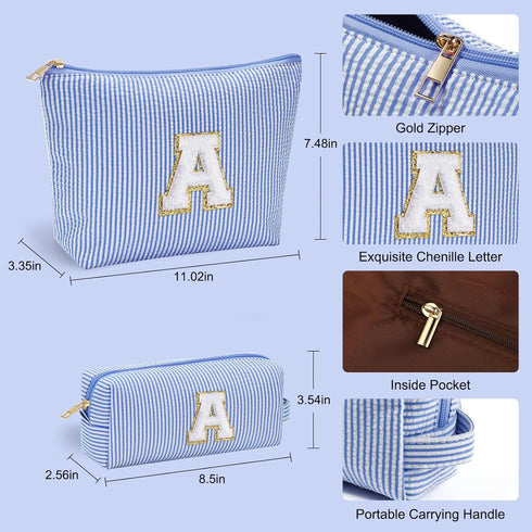 Initial Makeup Bag - Travel Cosmetic Bag, Cute Personalized Engagement Bridesmaid Gifts for Women