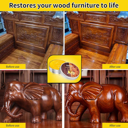 PIPIHUA 2 PCS Beeswax Furniture Polish, Wood Seasoning Beeswax for Waterproof & Repair, Beeswax Polish with 3pcs