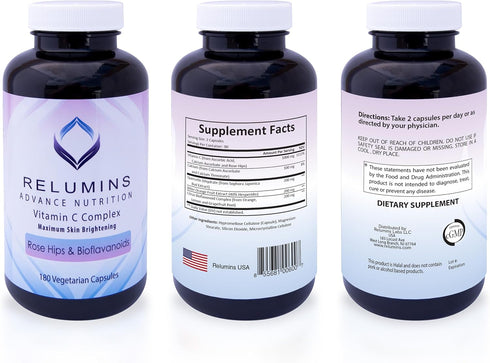 Relumins Advance Vitamin C - MAX Skin Brightening Complex with Rose Hips, 60 Capsules