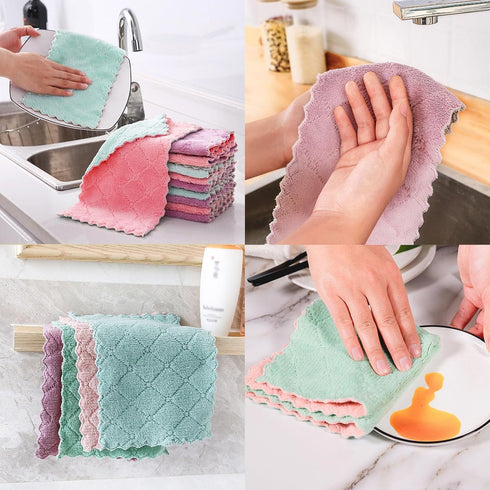Tihzheoy 10.6" 6.3" 20 Pack Reusable Microfiber Kitchen Cleaning Cloths Super Absorbent, Quick-Drying Dish Towels