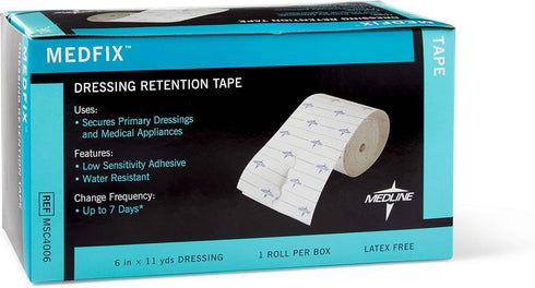 Medline MedFix Dressing Retention Tape, 6" x 11 yd, Secures Primary Dressings