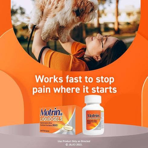 Motrin IB Liquid Gels, Ibuprofen 200 mg, Pain Reliever & Fever Reducer, 20 Ct