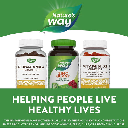 Nature's Way Zinc Gummies, 120 Gummies, Daily Immune Support, 100% Daily Value Zinc, Mixed Berry Flavor