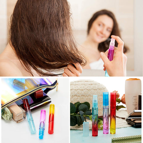Patelai 18 Pieces Mini Perfume Spray Bottles, 8 ml Atomizer Portable Travel Mister in Colorful Glass