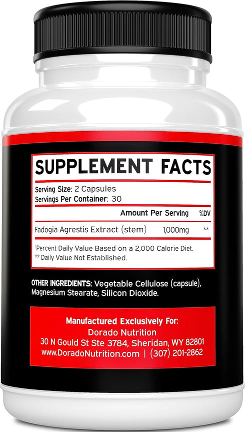 Fadogia Agrestis Extract 1000mg - Maximum Strength - Athletic Performance, Muscle Mass, Drive - Vegan Capsules, Gluten