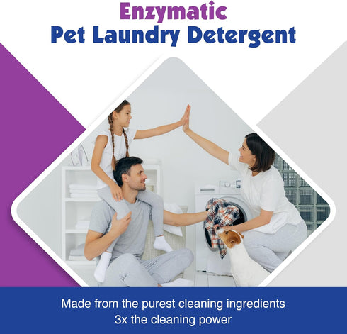 Alpha Tech Pet 3X Strength Premium Laundry Detergent, 64 Oz, Enzyme Cleaner for Removing Animal Odors and Stains