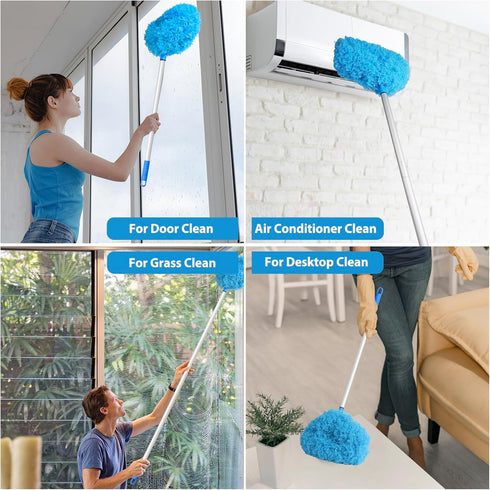 High Ceiling Fan Cleaner Duster, Reusable Microfiber Blade Cleaner with Extension Handle for Furniture and Walls