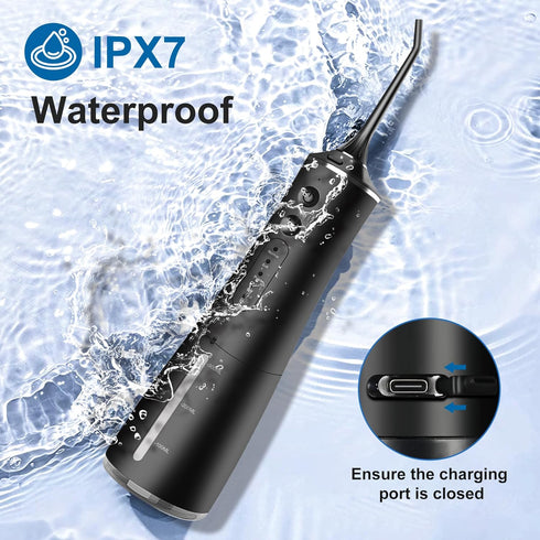 Cordless Water Dental Flosser for Teeth Cleaning, 4 Modes Oral Irrigator, 300ML Rechargeable, IPX7 Waterproof