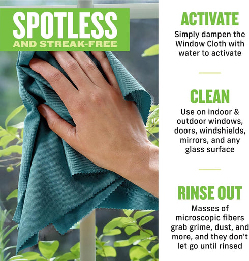 Packaging E-Cloth Window Cleaning Cloth - Eco - Glass Cleaning Cloth, Streak-Free Windows with Just Water, Microfiber