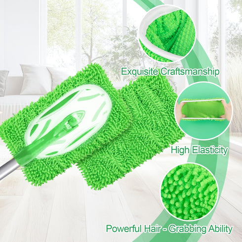 RAINFLOW 4PCS Microfiber Mop for Sweeper - Reusable Mop Pads Refill Sweeping Mopping Pad Dust Mops for Hardwood Floors