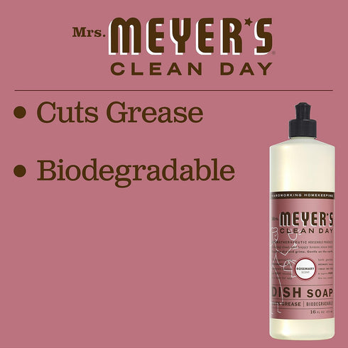 Mrs. Meyer's Clean Day Liquid Dish Soap, 16 Ounce Rosemary (3pk)