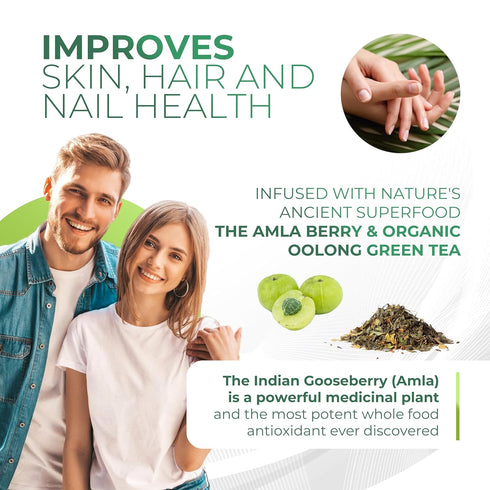 Amla Powder & Decaf Green Tea Superfood Supplement, 20x Ultra Concentrated, Organic, Vegan, 90 Servings