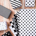 Whaline 120Pcs Checkered Black White Tissue Paper, Star Stripes Polka Dots Pattern for Home Wedding Birthday Gift Wrap