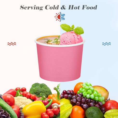 Aodaer 60 Pack 8 oz Paper Ice Cream Cups, Disposable Dessert Bowls for Hot or Cold Food, 6 Colors