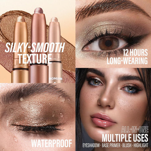 LANGMANNI Eyeshadow Stick, 6 PCS Waterproof Multi-Color Eye Makeup Kit, Creamy Long-Lasting Shades, Perfect Gifts for