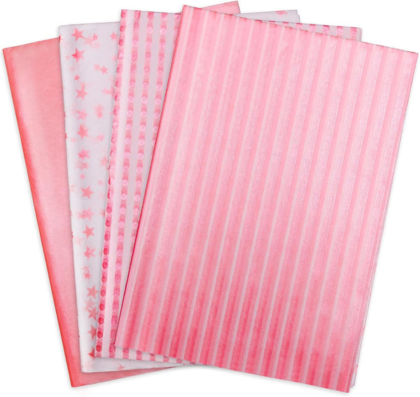 MR FIVE 60 Sheets Metallic Pink Tissue Paper Bulk, 20" x 28" for Gift Bags, DIY Craft, Pink Gift Wrapping