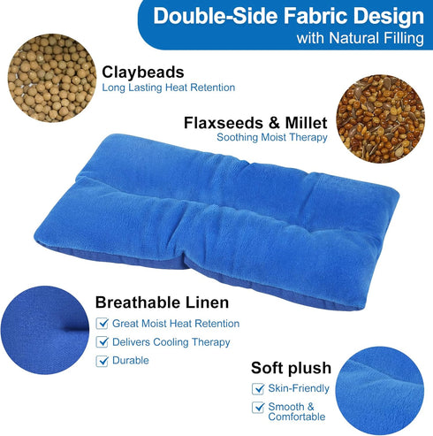 Atsuwell Microwave Heating Pad for Pain Relief, Moist Heat Pack for Cramps, Neck, Shoulders, Back Pain (Blue)