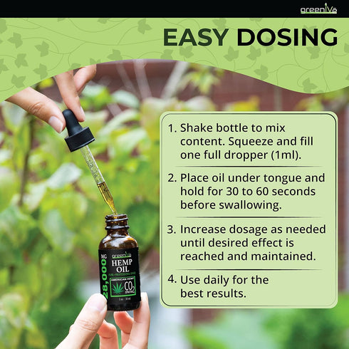 GreenIVe Hemp Drops 28,000mg - Organically Grown Pure Hemp Oil Drops, Vegan Omegas, Natural Potent Results (2 Pack)